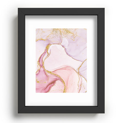 UtArt Blush Pink And Gold Alcohol Ink Marble Recessed Framing Rectangle
