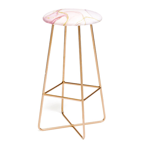 UtArt Blush Pink And Gold Alcohol Ink Marble Bar Stool