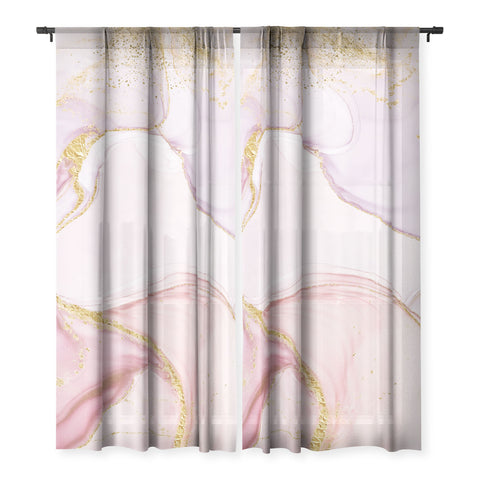 UtArt Blush Pink And Gold Alcohol Ink Marble Sheer Non Repeat