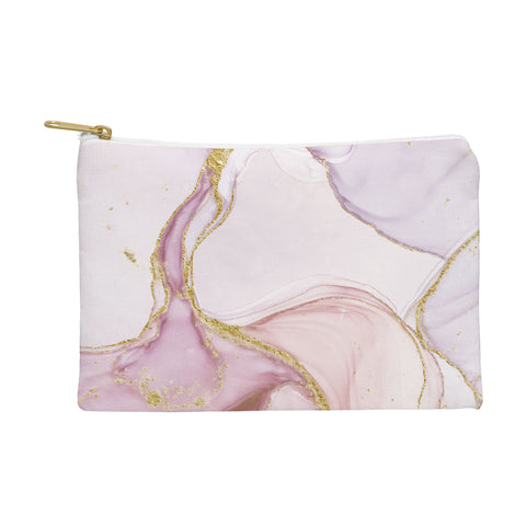 UtArt Blush Pink And Gold Alcohol Ink Marble Pouch