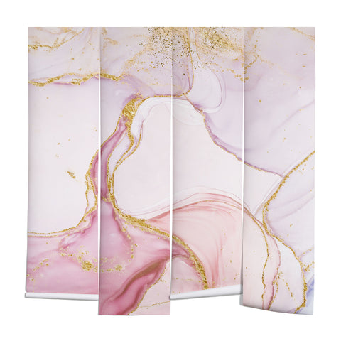 UtArt Blush Pink And Gold Alcohol Ink Marble Wall Mural