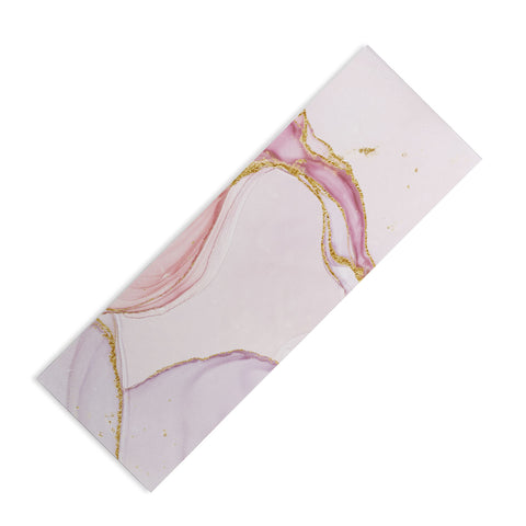 UtArt Blush Pink And Gold Alcohol Ink Marble Yoga Mat