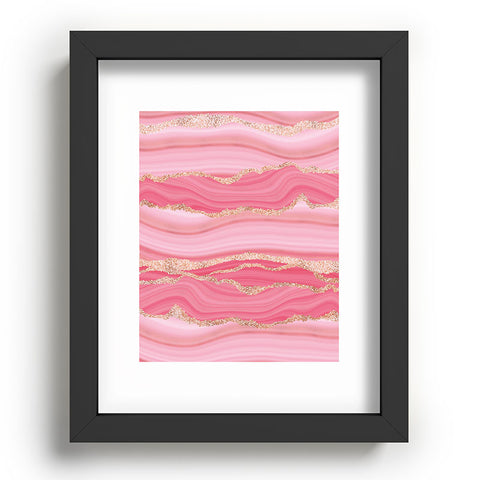 UtArt Blush Pink And Gold Marble Stripes Recessed Framing Rectangle