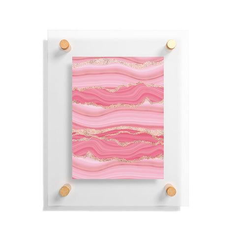 UtArt Blush Pink And Gold Marble Stripes Floating Acrylic Print