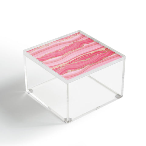UtArt Blush Pink And Gold Marble Stripes Acrylic Box