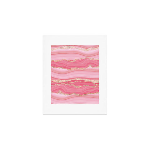 UtArt Blush Pink And Gold Marble Stripes Art Print