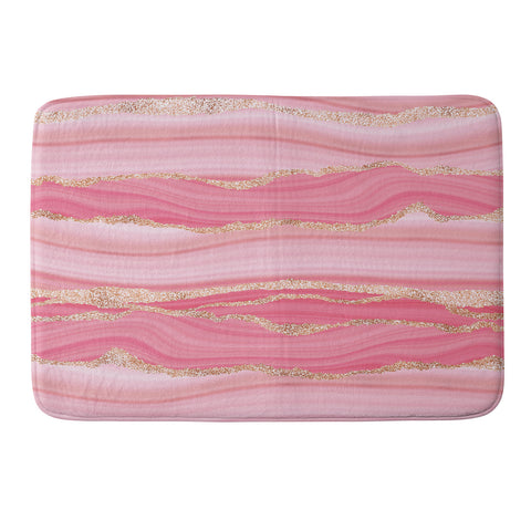 UtArt Blush Pink And Gold Marble Stripes Memory Foam Bath Mat