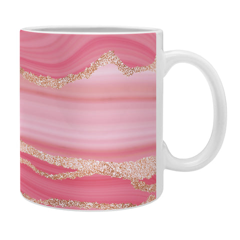 UtArt Blush Pink And Gold Marble Stripes Coffee Mug