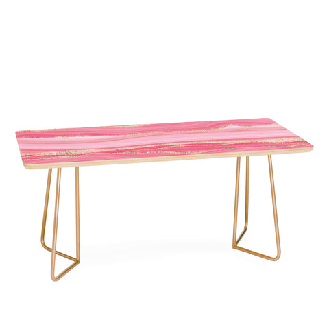 UtArt Blush Pink And Gold Marble Stripes Coffee Table