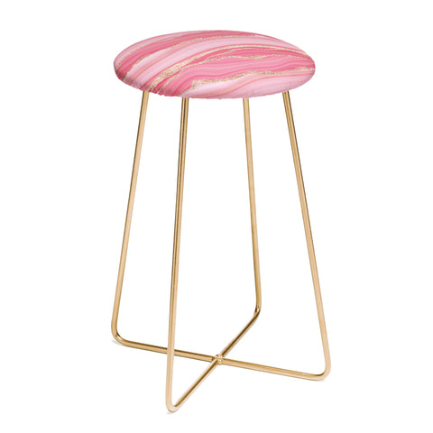 UtArt Blush Pink And Gold Marble Stripes Counter Stool