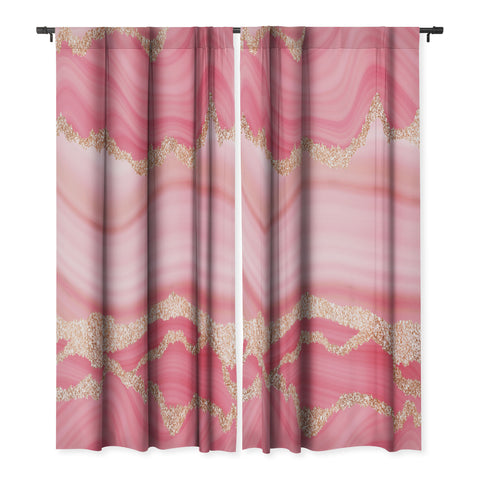 UtArt Blush Pink And Gold Marble Stripes Blackout Non Repeat