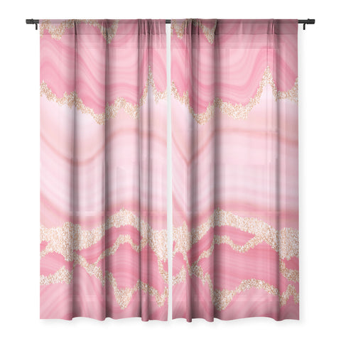 UtArt Blush Pink And Gold Marble Stripes Sheer Non Repeat