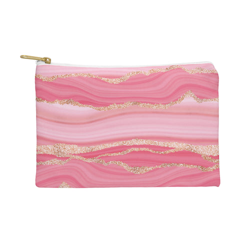UtArt Blush Pink And Gold Marble Stripes Pouch