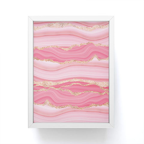 UtArt Blush Pink And Gold Marble Stripes Framed Mini Art Print