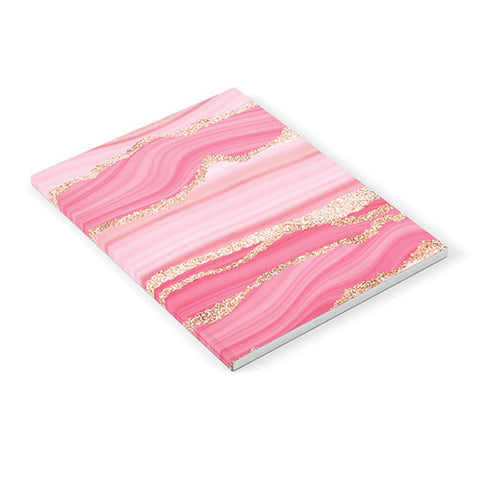 UtArt Blush Pink And Gold Marble Stripes Notebook