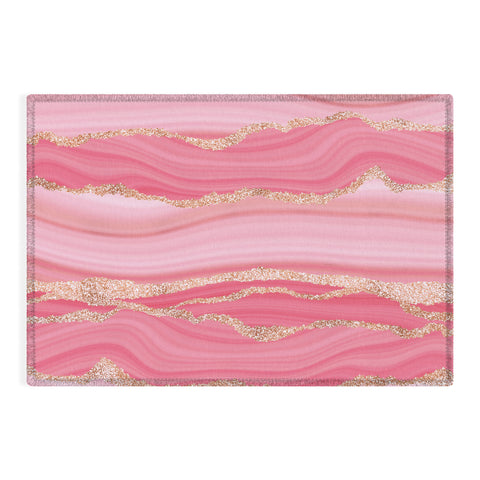 UtArt Blush Pink And Gold Marble Stripes Outdoor Rug