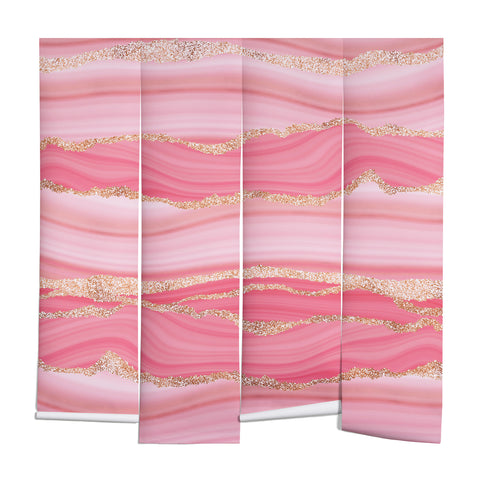 UtArt Blush Pink And Gold Marble Stripes Wall Mural
