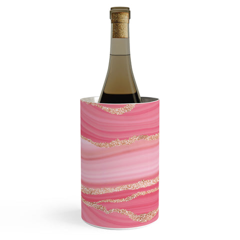 UtArt Blush Pink And Gold Marble Stripes Wine Chiller