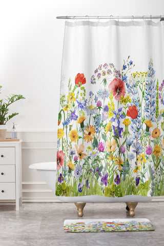 UtArt Colorful Midsummer Scandinavia Shower Curtain And Mat
