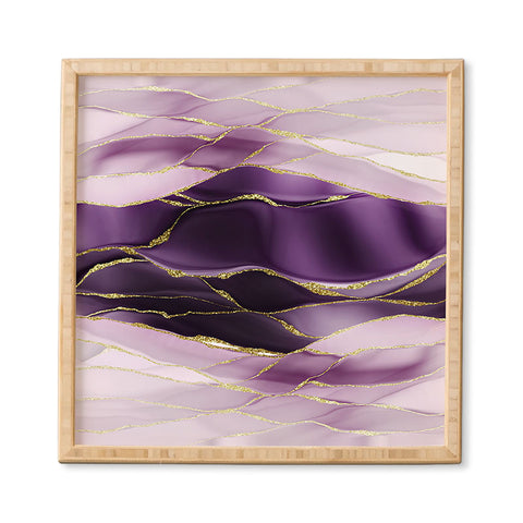 UtArt Day And Night Purple Marble Landscape Framed Wall Art
