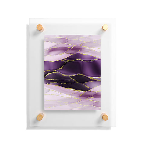 UtArt Day And Night Purple Marble Landscape Floating Acrylic Print