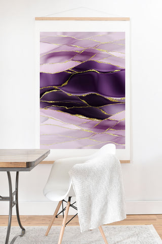 UtArt Day And Night Purple Marble Landscape Art Print And Hanger