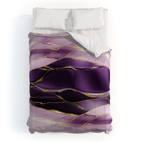UtArt Day And Night Purple Marble Landscape Comforter