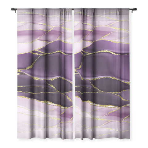 UtArt Day And Night Purple Marble Landscape Sheer Non Repeat