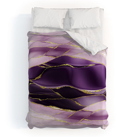 UtArt Day And Night Purple Marble Landscape Duvet Cover