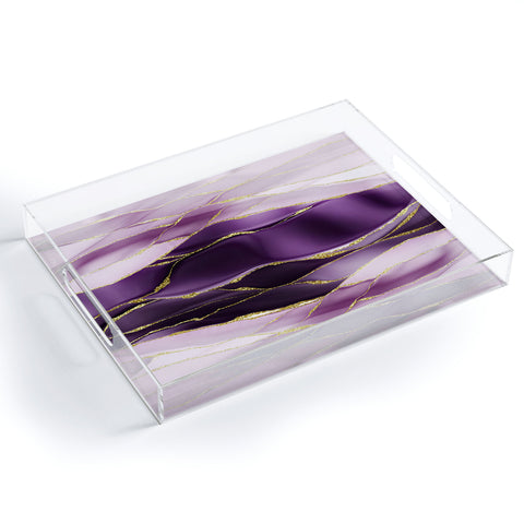 UtArt Day And Night Purple Marble Landscape Acrylic Tray