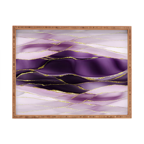 UtArt Day And Night Purple Marble Landscape Rectangular Tray