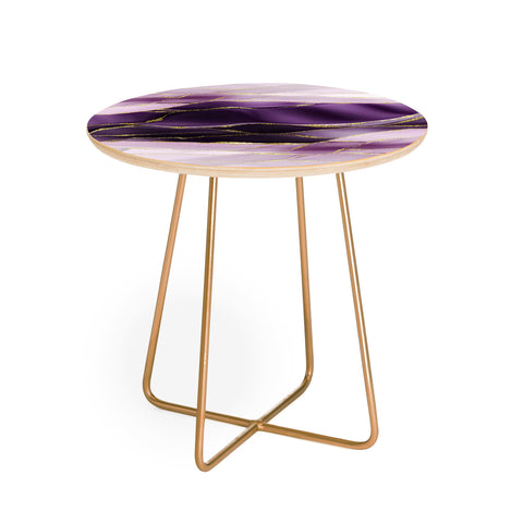 UtArt Day And Night Purple Marble Landscape Round Side Table