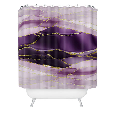 UtArt Day And Night Purple Marble Landscape Shower Curtain