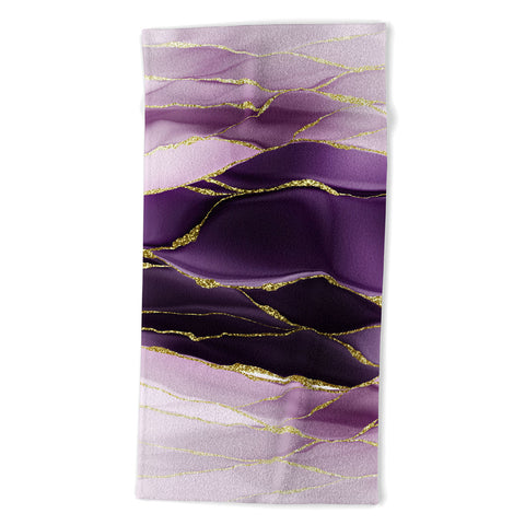 UtArt Day And Night Purple Marble Landscape Beach Towel