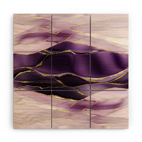 UtArt Day And Night Purple Marble Landscape Wood Wall Mural