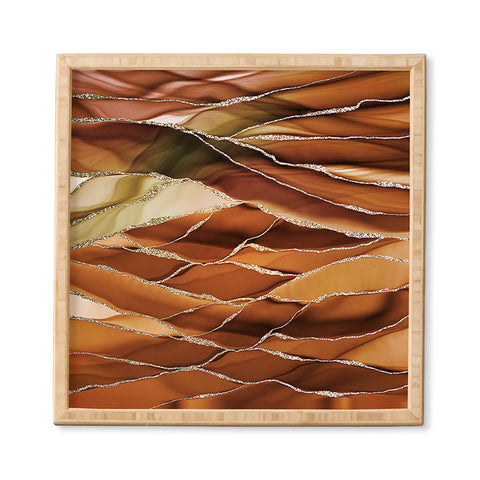 UtArt Desert Hot Copper Marble Landscapes Framed Wall Art