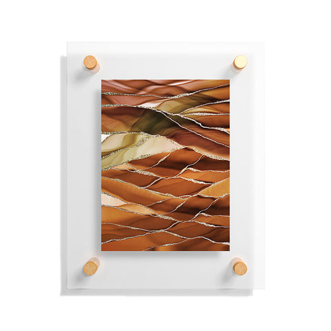 UtArt Desert Hot Copper Marble Landscapes Floating Acrylic Print