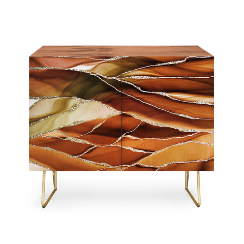 UtArt Desert Hot Copper Marble Landscapes Credenza