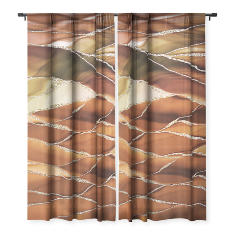 UtArt Desert Hot Copper Marble Landscapes Sheer Non Repeat