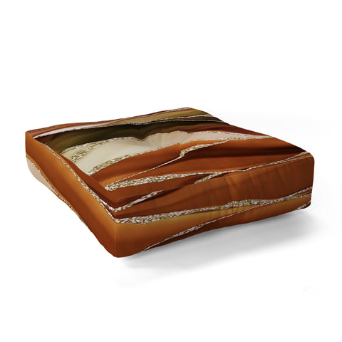 UtArt Desert Hot Copper Marble Landscapes Floor Pillow Square