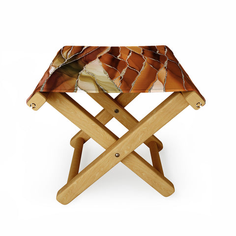 UtArt Desert Hot Copper Marble Landscapes Folding Stool