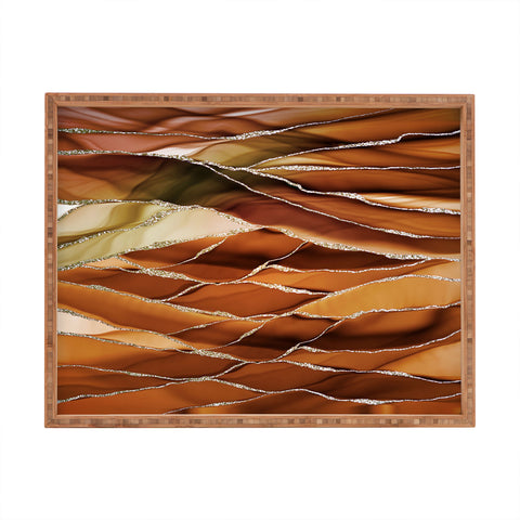 UtArt Desert Hot Copper Marble Landscapes Rectangular Tray