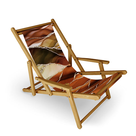 UtArt Desert Hot Copper Marble Landscapes Sling Chair