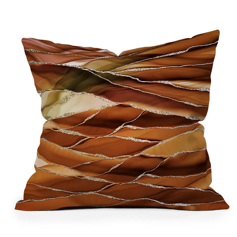 UtArt Desert Hot Copper Marble Landscapes Throw Pillow