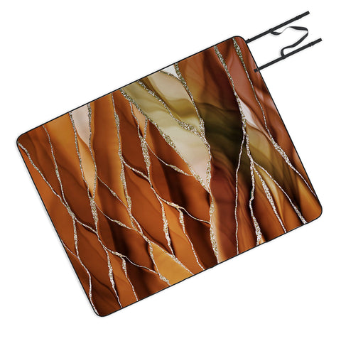UtArt Desert Hot Copper Marble Landscapes Picnic Blanket