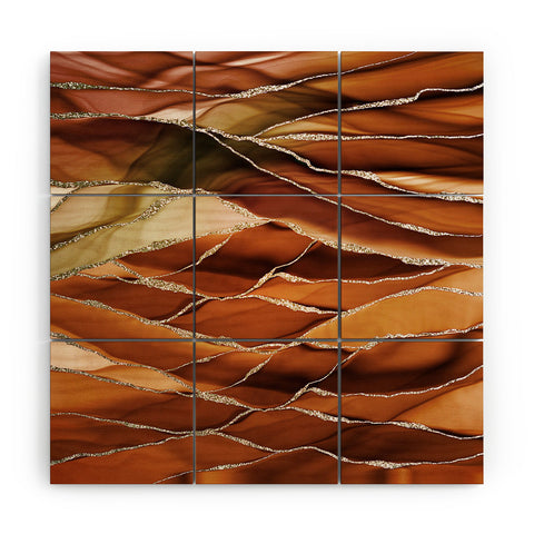 UtArt Desert Hot Copper Marble Landscapes Wood Wall Mural