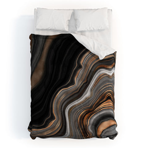 UtArt Elegant black marble with gold Comforter