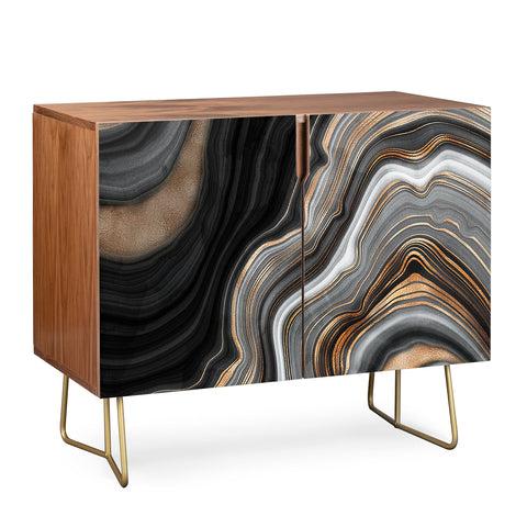 UtArt Elegant black marble with gold Credenza