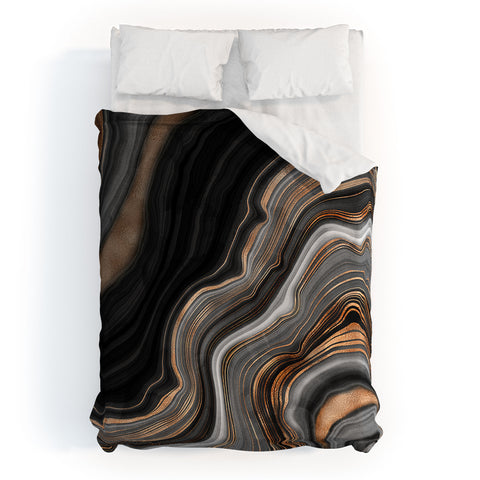 UtArt Elegant black marble with gold Duvet Cover
