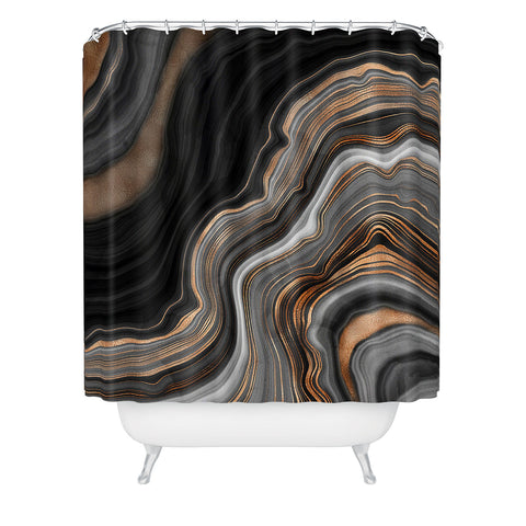 UtArt Elegant black marble with gold Shower Curtain